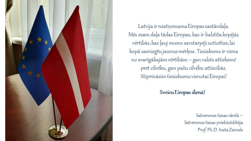 Satversmes tiesa sveic Latvijas iedzīvotājus Eiropas dienā