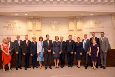 Latvian delegation with the Judges of the Constitutional Court of Austria. Photo: Austrian Constitutional Court.