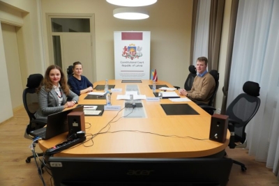 From the left: advisor to the Constitutional Court Elīna Podzorova, expert of the Constitutional Court and project manager Alla Spale, advisor to the Constitutional Court Kristaps Tamužs. Photo: Constitutional Court.