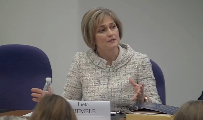 President of the Constitutional Court of the Republic of Latvia Ineta Ziemele. Photo: Screenshot from the ECtHR seminar.