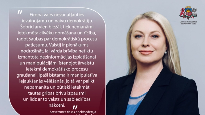Irēna Kucina Strasbūras tiesas gada atklāšanā: Eiropa vairs nevar atļauties ievainojamu un naivu demokrātiju
