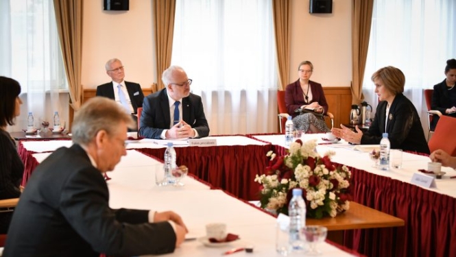 Valsts prezidents Egils Levits tiekas ar Satversmes tiesas tiesnešiem