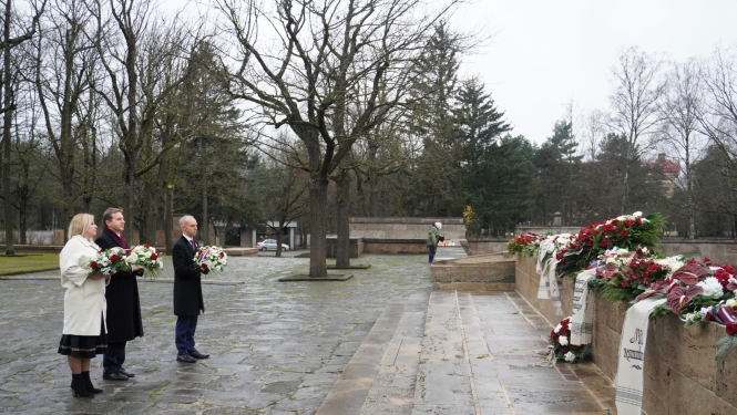 Satversmes tiesas tiesneši noliek ziedus Brāļu kapos, godinot Latvijas brīvības cīnītājus