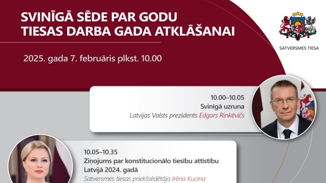 Satversmes tiesa svinīgajā sēdē atklās jauno darba gadu